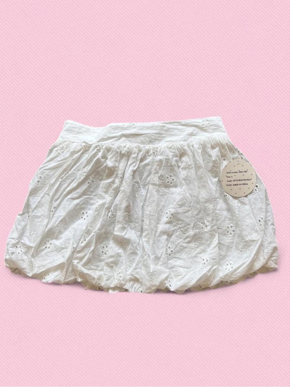 Passport White Eyelet Bubble Mini Skirt